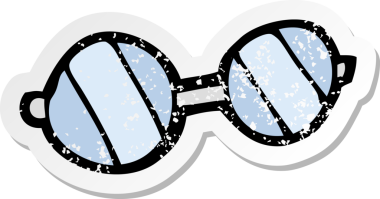 Bir insan tarafından çizilmiş karikatür gözlüğünün gerilimli yapıştırması.