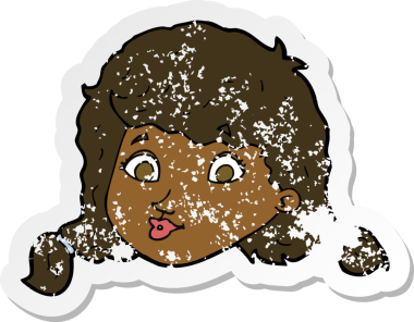 Bir insan tarafından çizilmiş bir karikatürün gerilimli retro yapıştırması.