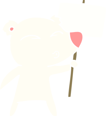 Düz renkli karikatür kutup ayısı bir insan tarafından çizilmiş.