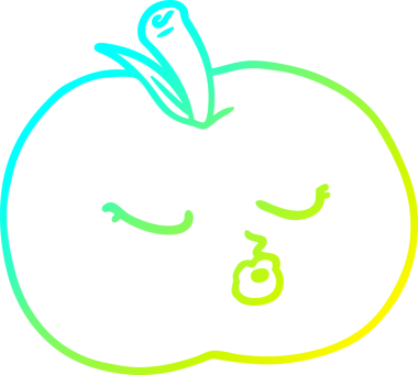 Bir insan tarafından çizilen elma karikatürünün soğuk gradyan çizimi