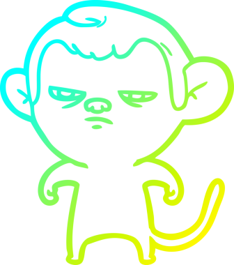 Bir insan tarafından çizilmiş bir çizgi maymun çizimi.