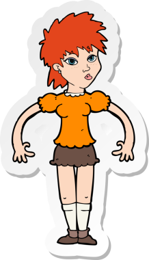 Bir insan tarafından çizilmiş meraklı bir karikatür çıkartması.