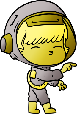 Bir insan tarafından çizilmiş meraklı astronot çizgi filmi.