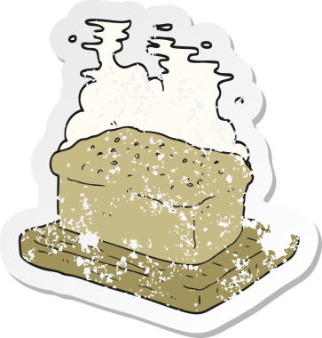 Bir insan tarafından çizilmiş bir somun ekmeğin gerilmiş yapıştırması.