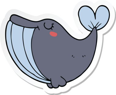 Bir insan tarafından çizilmiş bir balinanın çıkartması.