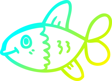 Bir insan tarafından çizilmiş bir karikatür balığının soğuk gradyan çizimi