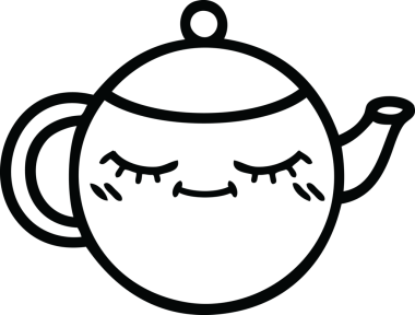 Bir insan tarafından çizilmiş bir çaydanlığın çizgi çizimi