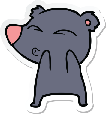 Bir insan tarafından çizilmiş ıslık çalan bir ayının çıkartması.