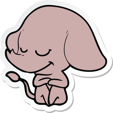 Bir insan tarafından çizilmiş gülümseyen fil çıkartması.