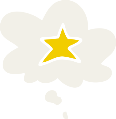 Düşünce baloncuğu insan tarafından çizilmiş bir çizgi film yıldızı sembolü.