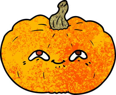 Bir insan tarafından çizilmiş mutlu balkabağı karikatürü