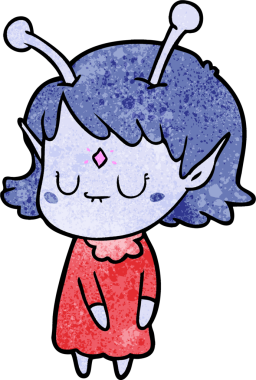 Bir insan tarafından çizilmiş uzaylı kız.