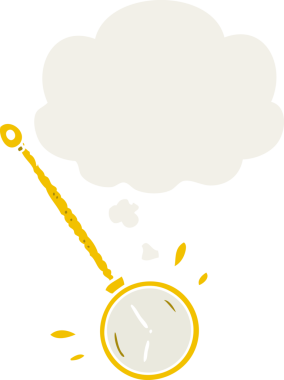 Bir insan tarafından çizilmiş düşünce baloncuklu çizgi film altın saati.