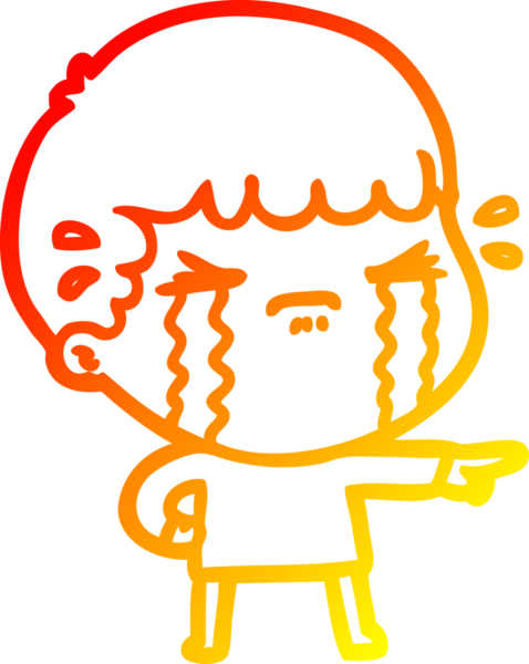 Bir insan tarafından çizilmiş ağlayan bir çizgi film karakteri çizimi.