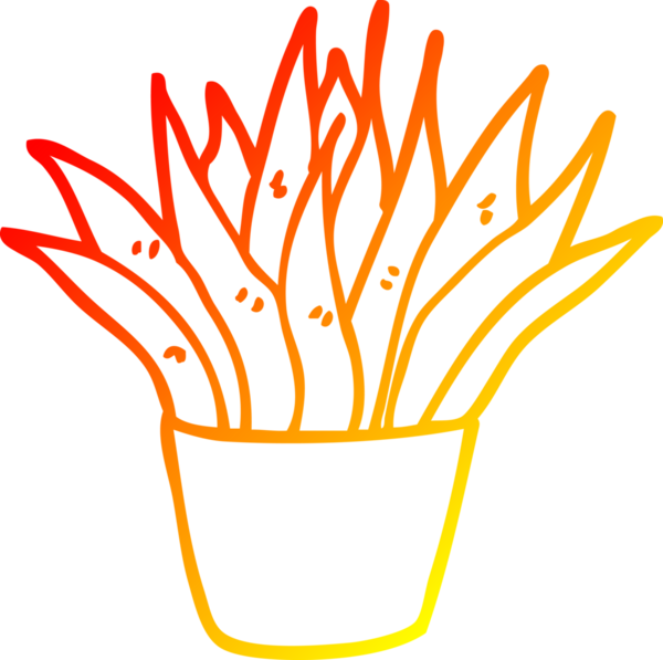 Bir insan tarafından çizilmiş karikatür ev bitkisinin sıcak çizgi çizimi