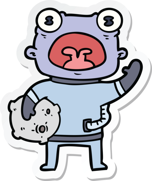 Bir insan tarafından çizilmiş garip uzaylı çizgi filminin çıkartması.