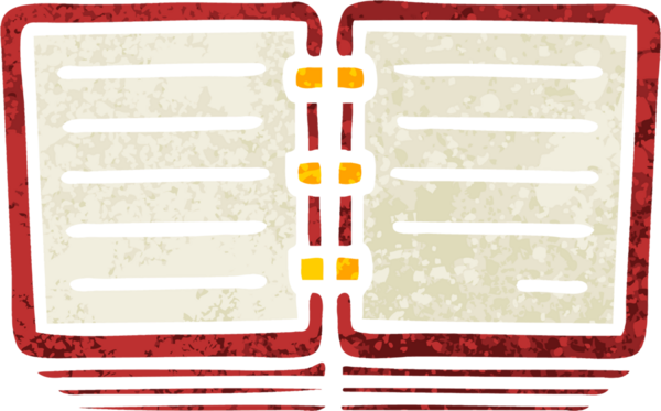 Bir insan tarafından çizilmiş bir not defterinin retro çizim tarzı karikatürü