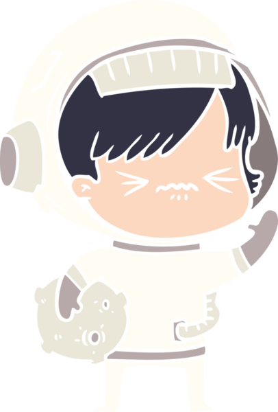 kızgın düz renkli çizgi film kızı bir insan tarafından çizilmiş.