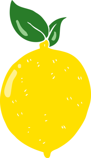 Bir insan tarafından çizilmiş limon düz renk çizimi