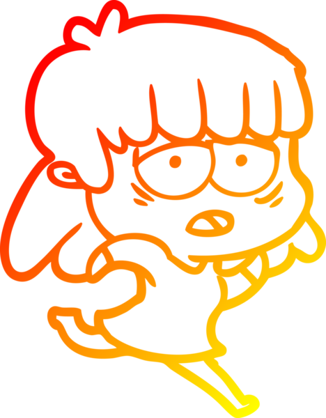 Bir insan tarafından çizilmiş, karikatür çizen, yorgun bir kadın.