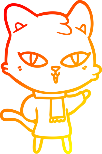 Bir insan tarafından çizilmiş çizgi film kedisinin sıcak çizgi çizimi