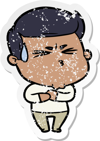 Bir insan tarafından çizilmiş sıkıntılı bir karikatür çıkartması.