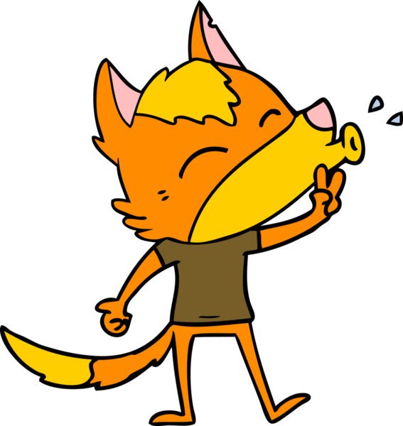 Bir insan tarafından çizilmiş tilki çizgi film karakteri