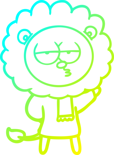 Bir insan tarafından çizilen ve canı sıkılan bir aslanın soğuk çizgi çizimi.