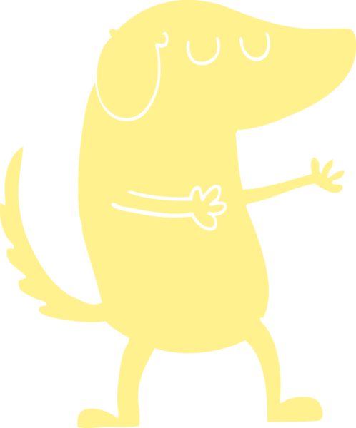 Bir insan tarafından çizilmiş düz renkli çizim mutlu köpek.