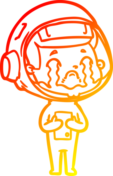 Bir insan tarafından çizilmiş, ağlayan bir astronotun sıcak çizgi çizimi