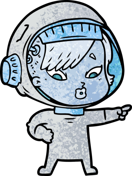 Bir insan tarafından çizilmiş astronot kadın.