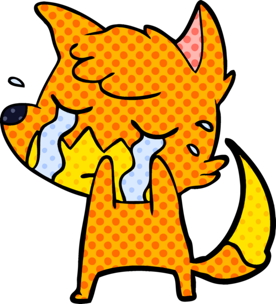 Bir insan tarafından çizilmiş ağlayan tilki çizgi filmi.