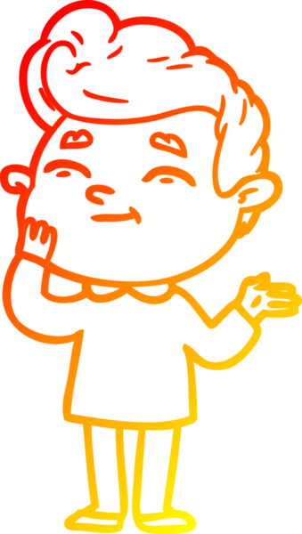 Bir insan tarafından çizilmiş mutlu bir çizgi film karakteri çizimi.