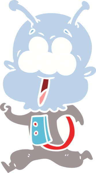 Bir insan tarafından çizilen mutlu düz renkli çizgi film uzaylıları