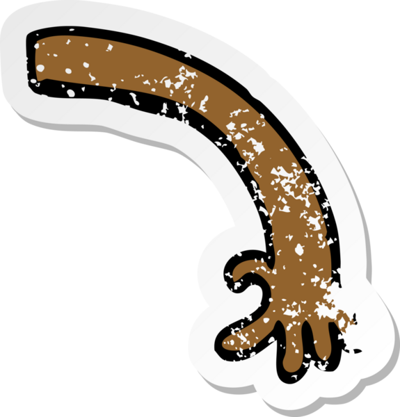 Bir insan tarafından çizilmiş bir karikatür kolunun gerilmiş çıkartması.