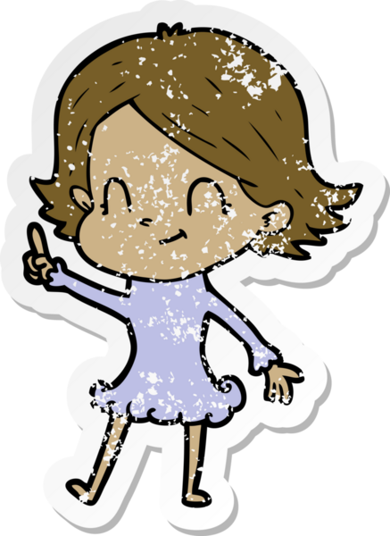 Bir insan tarafından çizilmiş, karikatür dostu bir kızın sıkıntılı çıkartması.