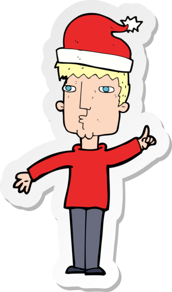 Bir insan tarafından çizilmiş Noel 'e hazır bir karikatürcünün çıkartması.