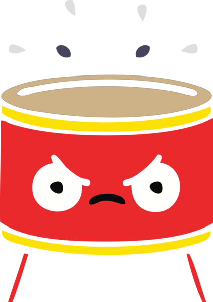 Bir insan tarafından çizilen davulun düz renk retro karikatürü