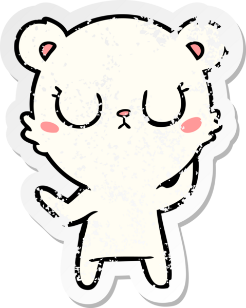 Bir insan tarafından çizilmiş barışçıl bir kutup ayısının sıkıntılı çıkartması.