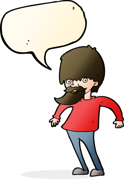 Çizgi film sakallı adam bir insan tarafından çizilmiş konuşma balonuyla omuz silkiyor.