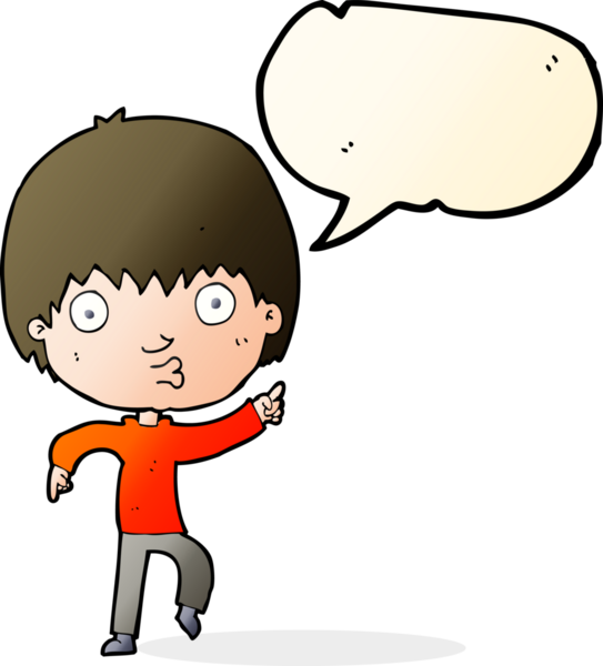 Bir insan tarafından çizilmiş konuşma balonuyla işaret eden çocuk etkilendi.