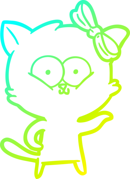 Bir insan tarafından çizilen çizgi film kedisinin soğuk gradyan çizgisi.