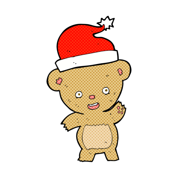 Bir insan tarafından çizilmiş bir çizgi film Noel oyuncak ayısı.