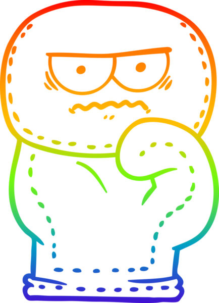 Bir insan tarafından çizilmiş bir çizgi film boks eldiveninin gradyan çizimi