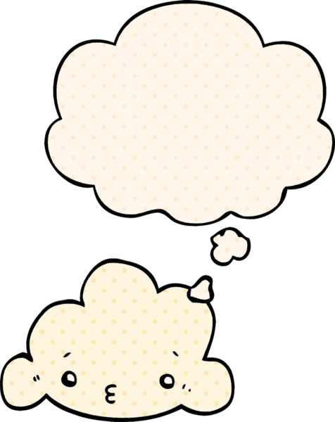 Çizgi roman tarzında bir insan tarafından çizilmiş düşünce baloncuğu olan çizgi film bulutu