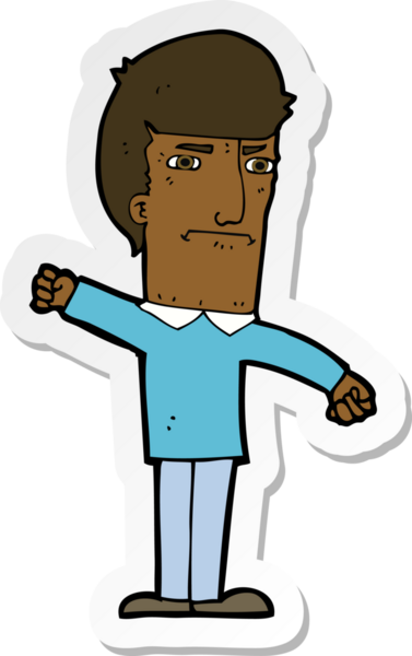 Bir insan tarafından çizilmiş kızgın bir adamın çıkartması.