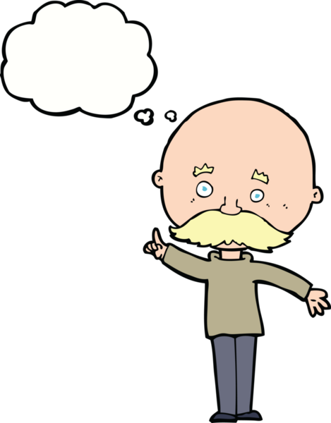 Bir insan tarafından çizilmiş düşünce balonlu kel bir adam.