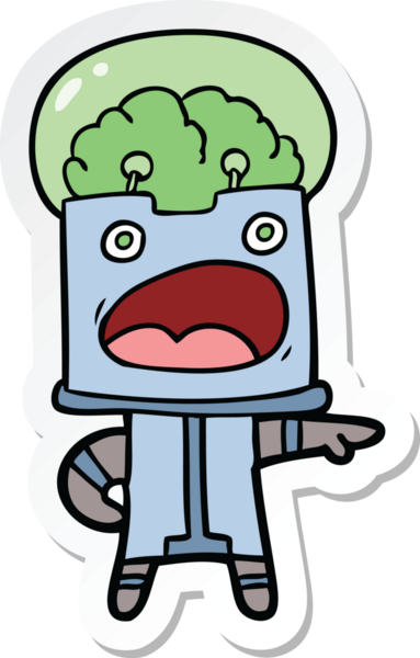 Bir insan tarafından çizilmiş robot karikatür çıkartması.