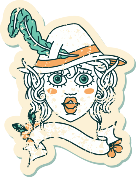 Retro Dövme Biçimi Elf karakter yüzü Bir insan tarafından çizilmiş