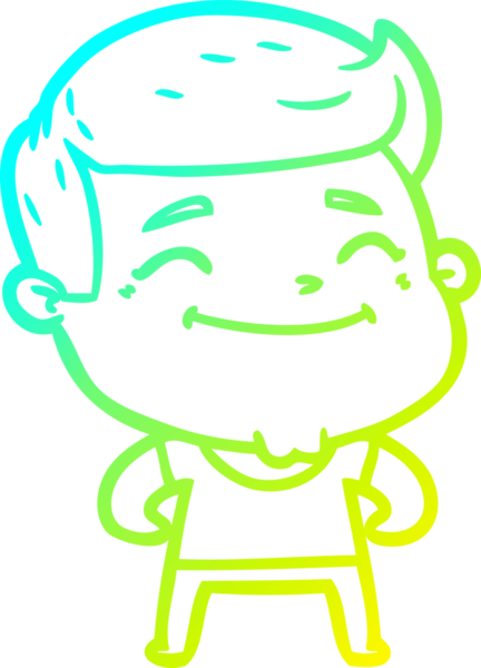 Bir insan tarafından çizilmiş mutlu bir çizgi film modacısının soğuk çizgi çizimi.